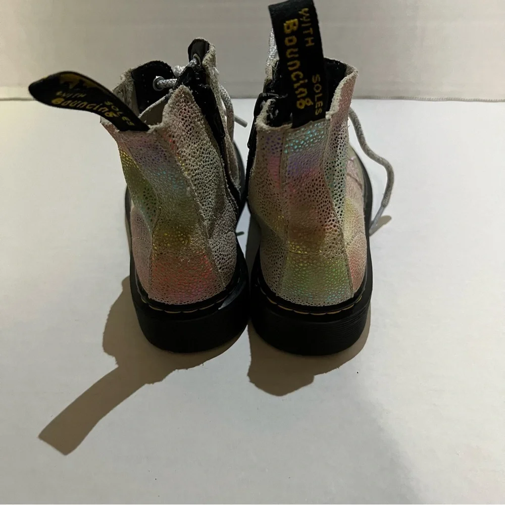 Dr Martens 1460 Pascal J Rainbow Glitter combat style Boots Youth size 12
